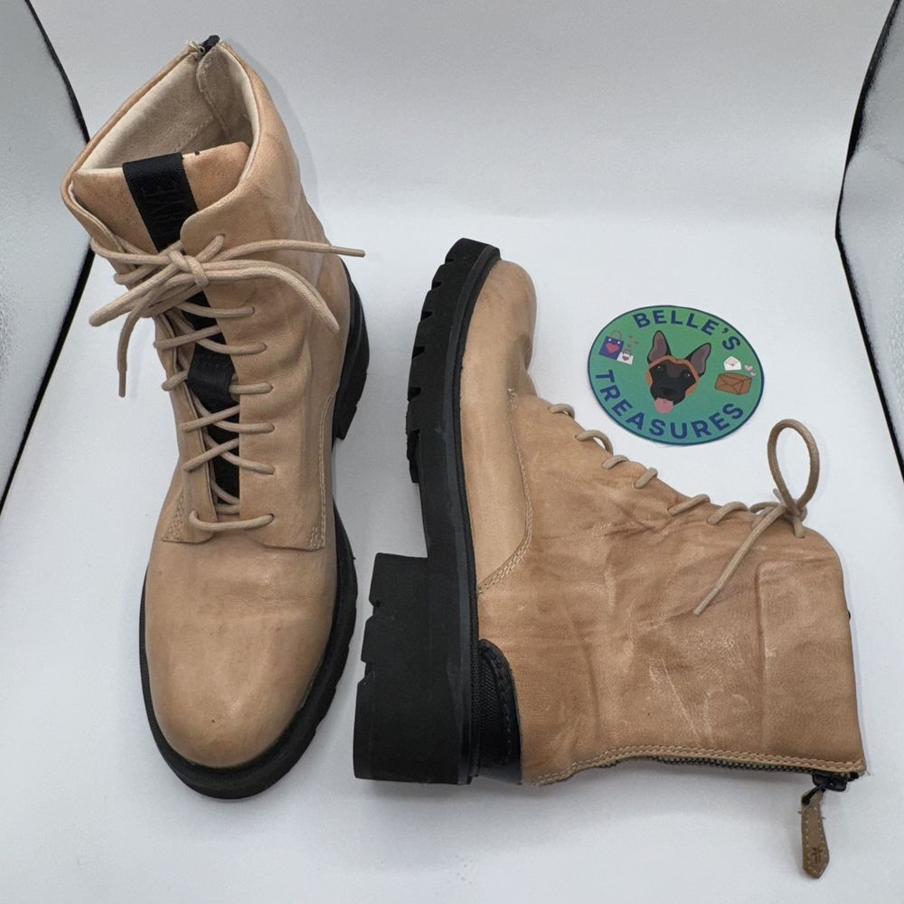FRYE Womens Allison 8 Eyelet‎ Combat Boots Beige Pink Size 9 MSRP $ 278 70420